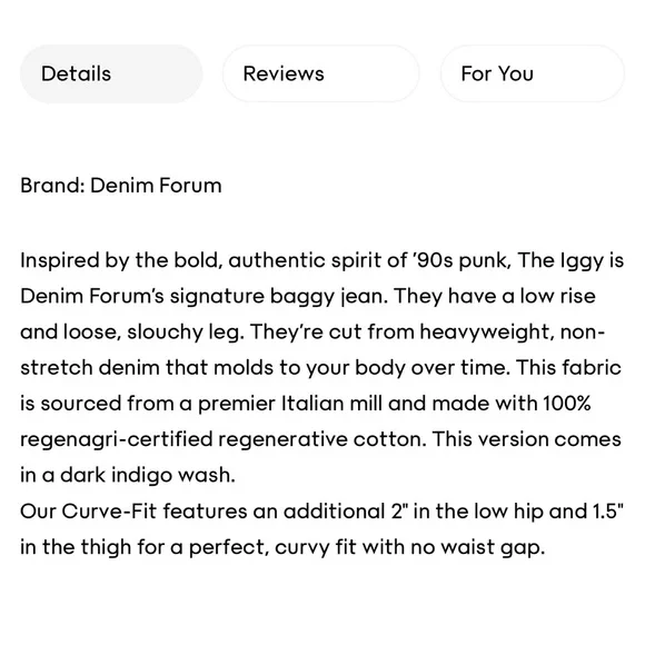 NWT Denim Forum Aritzia the Iggy Curve fit low rise Jeans - Picture 8 of 9